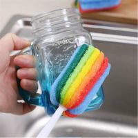 Sponge brush can be hung kitchen colorful cup wash brush Long handle brush baby bottle brush cup brush kitchen cleaning tools Cleaning Tools