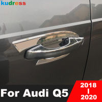 สำหรับ Audi Q5 2018 2019 2020คาร์บอนไฟเบอร์รถด้านข้างประตู Handle ชามถ้วย Trim Molding Garnish Overlay อุปกรณ์เสริมภายนอก