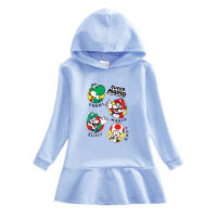 Super Mario Bros Pleats เสื้อกันหนาว Hoodies ชุดผ้าฝ้าย100% 2-8ปีเสื้อผ้าเด็ก Hooded เด็กเกาหลีแขนยาวฤดูใบไม้ผลิฤดูใบไม้ร่วง