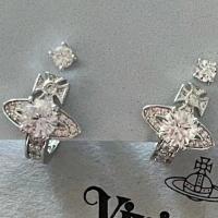 Vivienne Westwood Vivienne Accessories Queen Mother NANA Same Style Zircon Earrings Earrings Net Red Simple Design Earrings