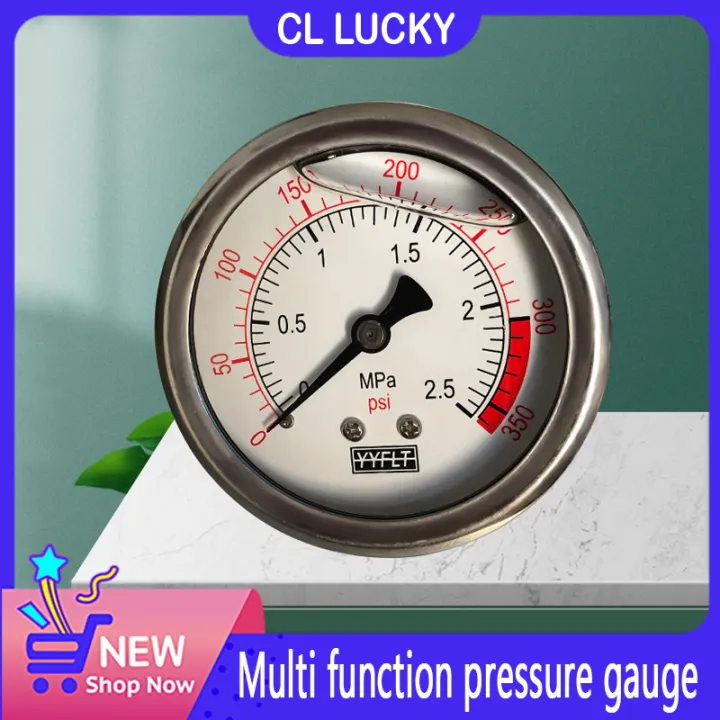 Oil filled Pressure Gauge 350 PSI Water treatment axial pressure gauge 304 stainless steel Shock