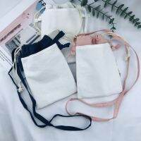 New Cotton And Linen Drawstring Crossbody Bag Mobile Phone Bag Adjusting Strap Blank Shoulder Bag Home Drawstring Storage Bag