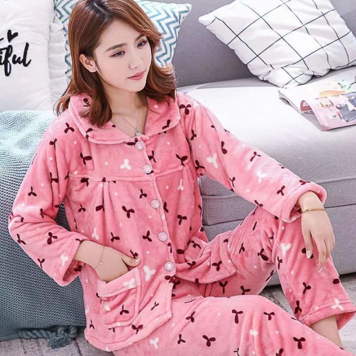 muji-high-quality-winter-pajamas-winter-thickened-anti-season-winter-pajamas-women-plus-velvet-chinese-style-pure-desire-wind-floral