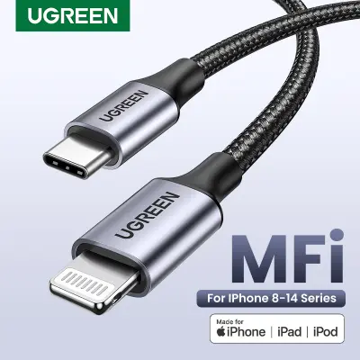 UGREEN MFI สายชาร์จไอโฟน USB C to lightning iPhone ชาร์จเร็ว สายชาร์จ ชาร์จไอโฟน Apple Charging Cable Compatible with iPhone 14 13 Pro Max iPad iPod Model: 60759