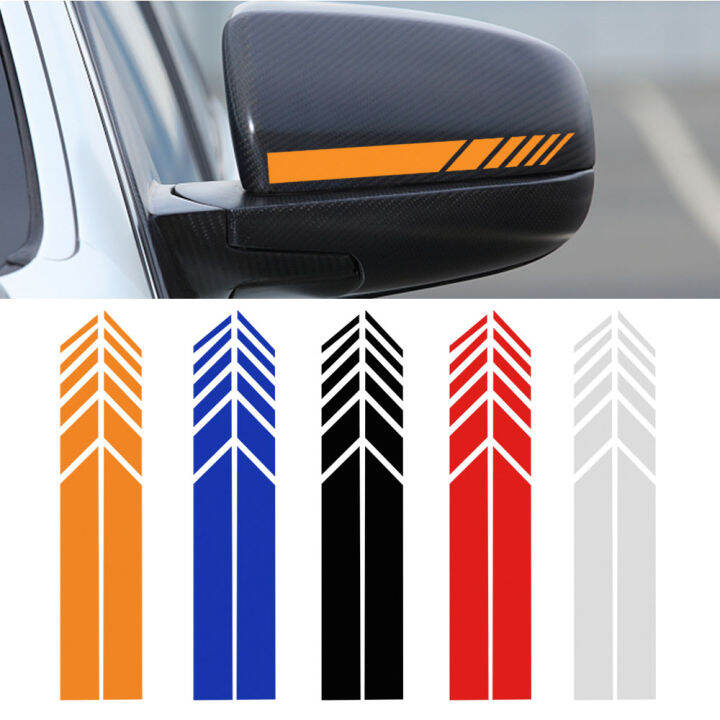 8pcs Racing Strip Car Rearview Mirror Stickers Waterproof Vinyl Decals Night Safety Reflective