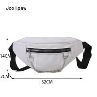 Harajuku Vintage Canvas Waist Packs for Women Korean Fashion Simple Casual Fanny Pack 2022 New Female Solid Chain Waist Bags