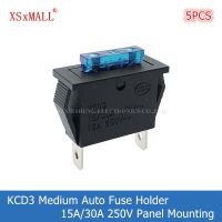 5PCS KCD3 2Pin Medium Automotive Fuse Holder 15A/30A 250V 16A Clamp Embedded Fixed Panel Mounting ATC Blade Standard Fuse Holder Fuses Accessories