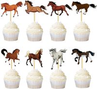 Horse Theme Party Supplies Horse Shape Cake Toppers Fence Horse Miniature Toys Horse Racing Birthday Cowboys Cake Decorations