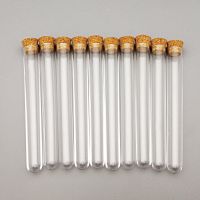 100pcs 12x100mm Transparent Plastic Round Bottom Test Tubes With Corks Party Candy Bottle Bath salt vials Wedding gift tube