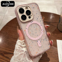 AUOVIEE เคสป้องกันเลนส์โลหะสำหรับ Sarung Dof Magsafe สำหรับ iPhone 14 11 15 12 13 Pro Max ที่ชาร์จไร้สายแม่เหล็กพิมพ์ลายลายจุด