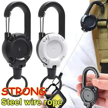 Heavy Duty Retractable Pull Badges ID Reel Carabiner Key Chain Key Holder  Outdoor Keychain Holds Multiple Tools