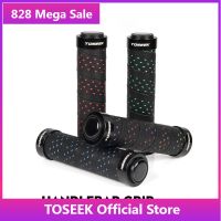 TOSEEK TS104ฝาครอบเทป PU มือจับจักรยานกันลื่นอลูมิเนียมคู่ Hles MTB Cuffs ที่จับจักรยานเสือภูเขา