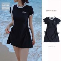 Swimsuit womens skirt style split students conservative and thin Korean version of ins style 2023 new womens swimsuit hot springs