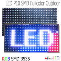 LED P10 SMD RGB FullColor กลางแจ้ง โมดูลสีเต็มจอแสดงผล LED 16x32 พิกเซล เป็นอุปกรณ์ประกอบป้ายไฟวิ่งแอลอีดี สามารถนำมาต่อกันได้หลายแผ่น ตามต้องการ