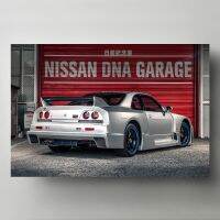 คลาสสิก Nissan Skyline GT R LM Sportscar โปสเตอร์ผ้าใบพิมพ์สำหรับตกแต่งห้องและ Wall Art ภาพวาด