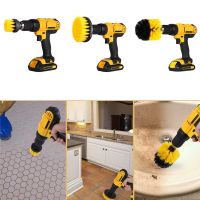 3pcs/set Cleaning Brush Electric Drill Kit Power Scrub Brush Attachment for Cleaning Car Tires Kitchen Bathroom Seat Carpet Mat