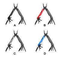 14 In1 Multitool มัลติฟังก์ชั่คีมอยู่รอดกลางแจ้งหลายมีดเปลือกเครื่องมือพับอุปกรณ์ฉุกเฉินสีดำ