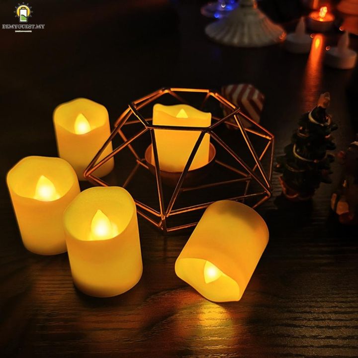 6pcs-rechargeable-flameless-flicker-led-lamp-battery-operated-drips-candles-tea-light-with-remote-timer