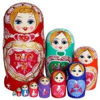 สี10ชิ้น/เซ็ตไม้รัสเซียตุ๊กตารัสเซียตุ๊กตา Matryoshka แบบดั้งเดิม