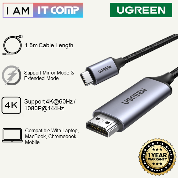 UGREEN USB-C To HDMI Male To Male Cable 1.5m / Support 4K 60Hz ...