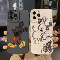 เคสป้องกันสำหรับ VIVO Y15A Y15S T1 5G T1X Y02S Y21S Y21A Y02 Y33S Y12S Y11S Y12A Y01 Y1S Y20s Y20A Y22การวาดภาพมิกกี้มินนี่ขอบสี่เหลี่ยม