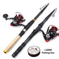 1.8m 2.1m 2.4m 2.7m 3.0m Carbon Telescopic Fishing Rod Spinning and Reels Multifunction set