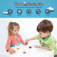 【DT】 Wooden Spinning Top 4 Pcs Wood Spinner Gyro Gyroscopes Spin Top Toys Great Gift For Kids Toddlers Girls Boys Adult  hot