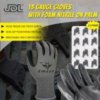 JDL 12pairs Workers Light Weight Nitrile s Touchscreen Nylon Knit Gardening Heavy Duty Hand Wear for Men 2021