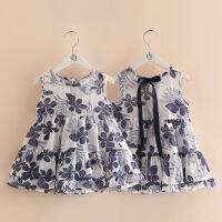 2022 Summer New 2 3 4 5 6 7 8 10 Years Children Clothing Kids Flower Print Vest Sundress Sleeveless Tank Dress For Baby Girls