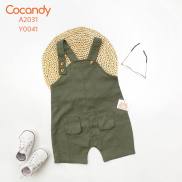 Yếm quần XANH RÊU 2 túi cho bé của COCANDY mã Y0041