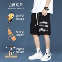 Summer Casual Shorts Mens Ins Fashion nd Solid Color Simple Color Contrast Patchwork Loose Straight Drooping Five-Point Sports Pants