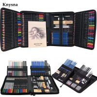 Knysna 144ชุดดินสอสี PCS และดินสอสเก็ตช์ภาพสำหรับสมุดวาดรูปชุดกล่องเครื่องมือสีน้ำโลหะดินสออุปกรณ์ศิลปะศิลปิน