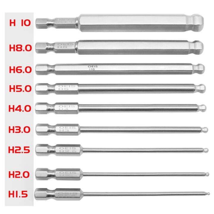 บอลท้ายหัวไขควงหกเหลี่ยมเมตริก-hex-บิตยาว65มมไขควงแม่เหล็กบิตไขควงชนิดทนทานบิต