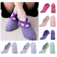 【YD】 Socks Non-Slip Grips   Straps Bandage Cotton Ideal Pilates Barre Ballet Barefoot Workout