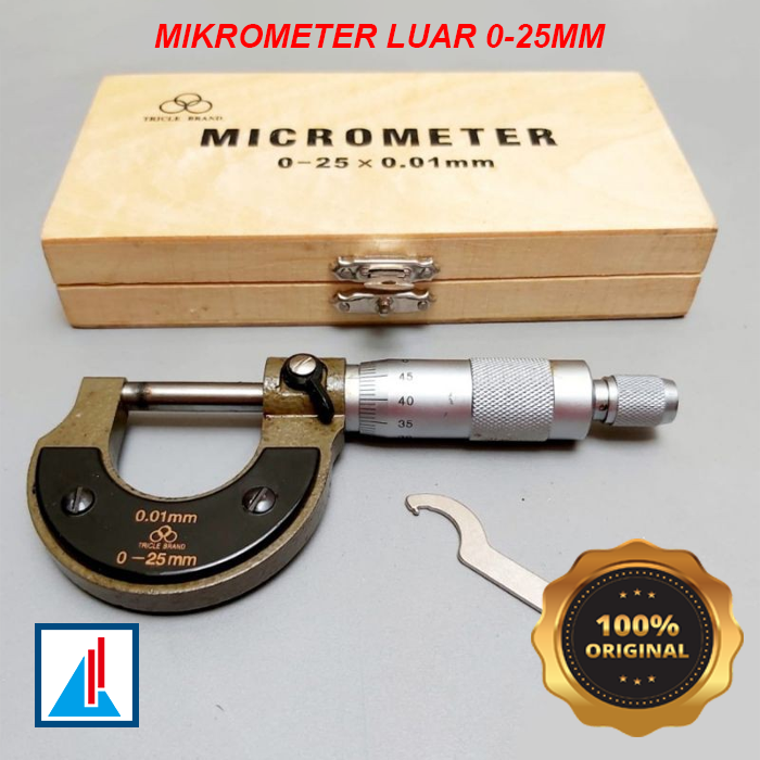 Tricle Brand Micrometer Sekrup 0-25mm Ketelitian 0,01/Mikrometer Luar ...