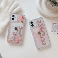 Sanrio Hello Kitty เคสโทรศัพท์ของเหลวทรายดูดสำหรับ iPhone 14 13 12 11 Pro Max X XR XS MAX 7 8Plus ฝาหลังป้องกันการตก