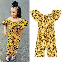 [COD] Childrens summer girls short-sleeved one-shoulder bohemian jumpsuit childrens ins a generation