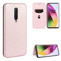 OnePlus 8 Case, EABUY Carbon Fiber Magnetic Closure with Card Slot Flip Case Cover for OnePlus 8