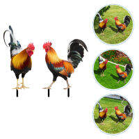 HAOYUNLA 2pcs Acrylic Rooster Yard ศิลปะการตกแต่งไก่รูปสนามหญ้าเดิมพัน