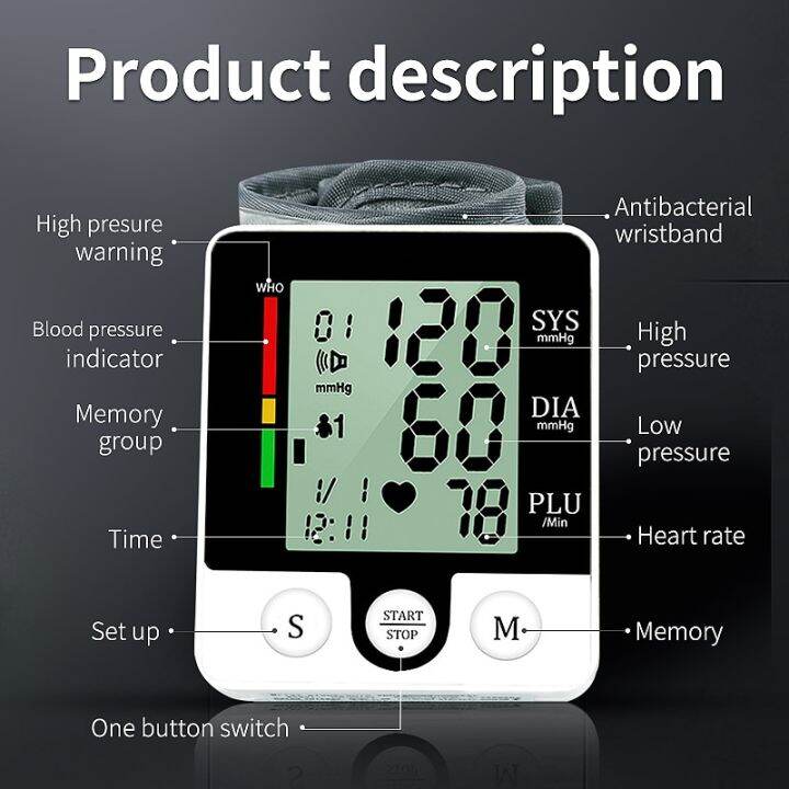100-new-yawowe-smart-voice-เลือดจอแสดงผลล่วงหน้า-cuff-เครื่องวัดความดันของโลหิตที่ข้อมือวัดอัตราการเต้นของหัวใจ-pulse-tonometer-ครัวเรือนสุขภาพ-bp