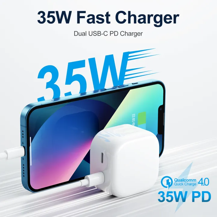 2022 Brand New Original 35W PD Adapter USB-C+C Dual Jack Fast Charge for apple iphone 14 Plus XR XS Max iphone 11 12 13 pro max