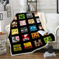 Cartoon Sherpa Throw Blanket Cute Minecraft Flannel Blanket,Soft Worm Plush Blanket Kids Adult for Bed Couch Chair Livi