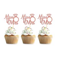 【CW】○✟  12/24pcs Miss to Mrs Toppers Cakes for Wedding Bridal Shower Bachelorette Hen Decorations