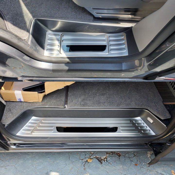 อะไหล่รถยนต์สำหรับวีดับเบิ้ลยูโฟล์คสวาเกนตัวขนส่ง-t6-caravelle-2017-2018ภายในเป็นสแตนเลสสตีลประตูด้านในแผงบันไดชายบันได-kick-step-trim-87tixgportz