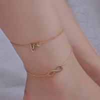 [COD] European and hot-selling letter anklet Bohemia love double-layer 26 English letters personalized 8-word