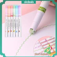 OKDEALS 6PCS กราฟฟิตี คริสมาสต์ เครื่องมือวาดภาพวาด ไฮไลท์เน้นข้อความ สีสันสดใส ดอกไม้-รูปร่าง หลายรูปทรง รวมแบบบูรณาการ ปากกาเน้นข้อความโค้ง ปากกามาร์กเกอร์