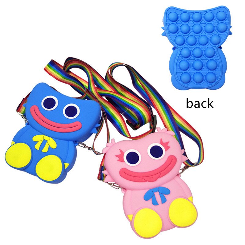 Big Blue & Little Pink 2 Pcs Poppy Playtime Pop Purse for Girls Women,Pop Bag Pop Fidget Toy Crossbody Body Handbags,Small Purse Sensory Toys 