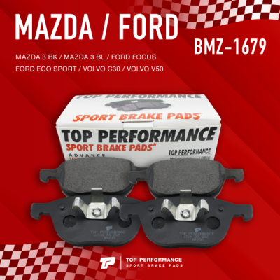 ผ้าเบรค หน้า MAZDA 3 BK BL / FORD FOCUS / ECO SPORT / VOLVO C30 / V50 - BMZ 1679 - TOP PERFORMANCE JAPAN - ผ้าเบรก มาสด้า สาม ฟอร์ด โฟกัส อีโค่สปอร์ท วอลโว่