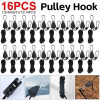 ✙❀♚ 16-1PCS Pulley Ropes Pulley Hook Elastic Cord Tent Clamp Camping Tent Tensioner Tent Crocodile Clip Large Camping Supplies