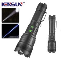 Strong Light LED Flashlight Rechargeable High Power Spotlight Lamp Long Range Torch Emergency Dual Switch Lantern With Pen Clip Rechargeable  Flashlig